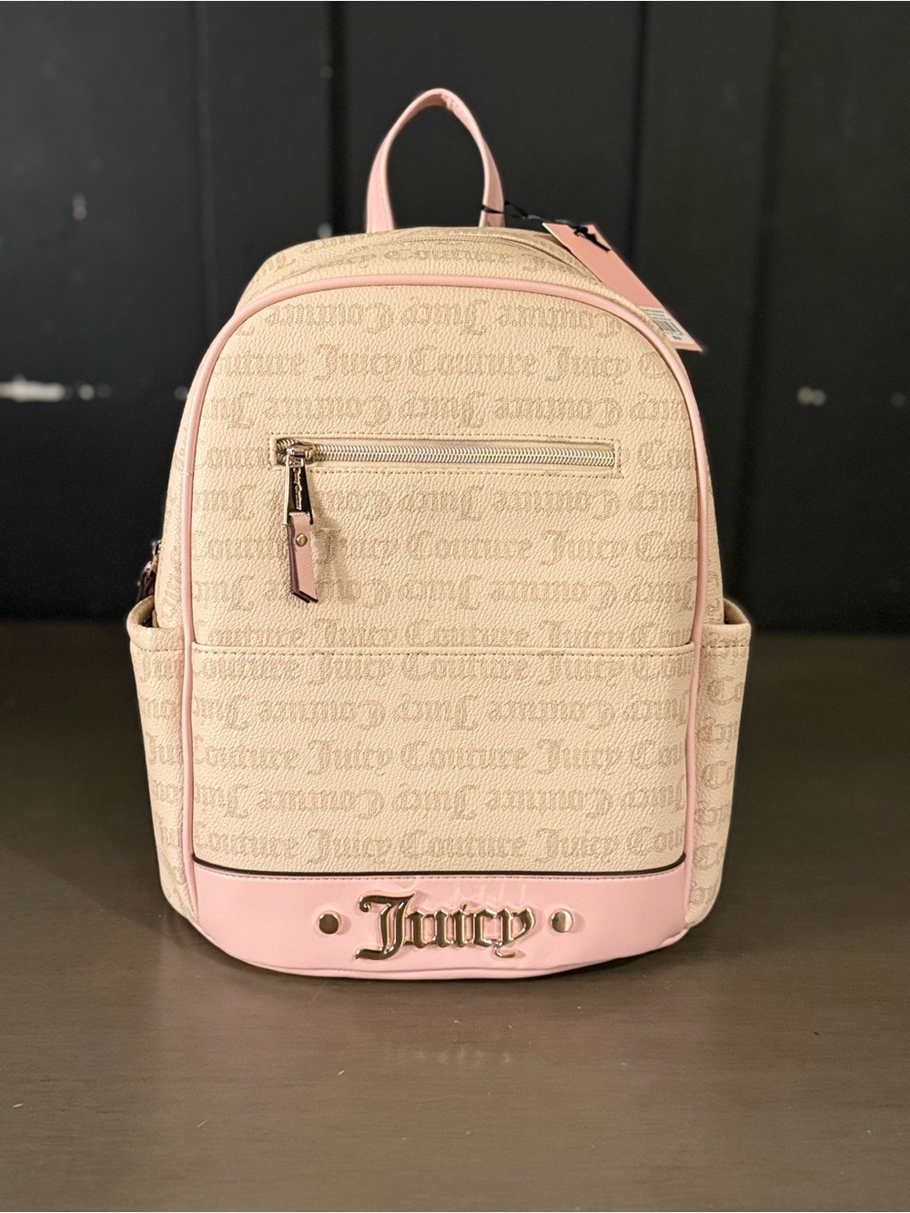 Juicy Couture Cream and Pink Logo Backpack
